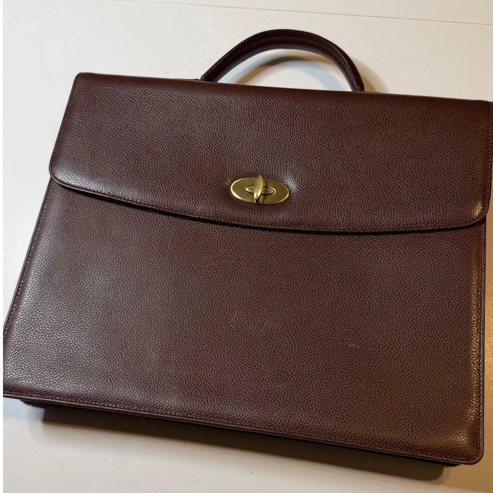 Vintage Coach Briefcase Mahogany Brown Textured Leather 4420